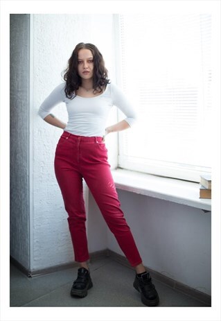 VINTAGE 80'S HIGH WAISTED RED JEANS