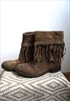 VINTAGE BROWN SUEDE LEATHER COWBOY WESTERN BOOTS SHOES