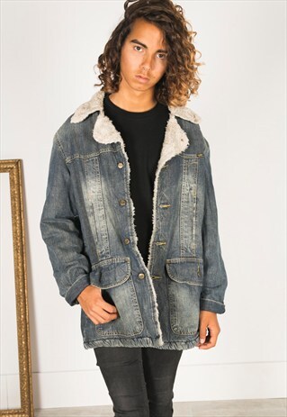VINTAGE 80S LEE WINTER SHEEPSKIN LONG JACKET / R2200R126