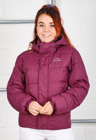 Vintage Kappa Puffer Jacket in Purple Padded Coat XXL