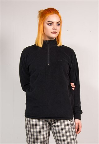 90'S VINTAGE BLACK FILA QUARTER ZIP FLEECE JACKET