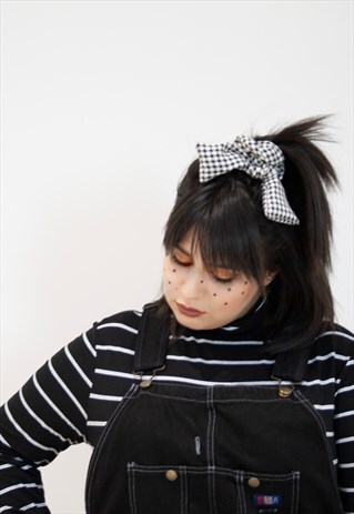 MADDIE WASTE-NOT BOW STYLE UP-CYCLED CHECK SCRUNCHIE
