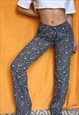 VINTAGE Y2K ABSTRACT PRINT HIGH WAIST TROUSERS SMALL