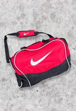 Vintage Nike Holdall Duffle Gym Bag Red Swoosh