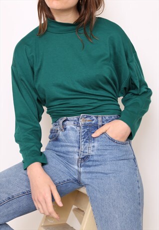 VINTAGE 90S GREEN POLO HIGH TURTLE NECK TOP