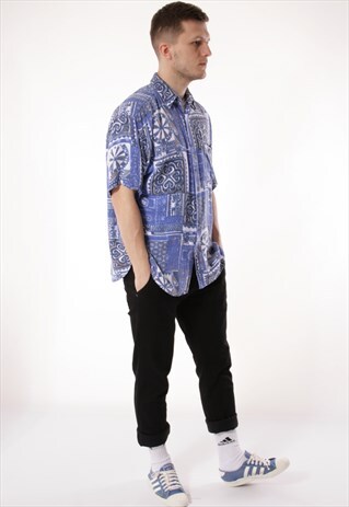 90S VINTAGE REPORT CRAZY PATTERNS SHIRT 13235