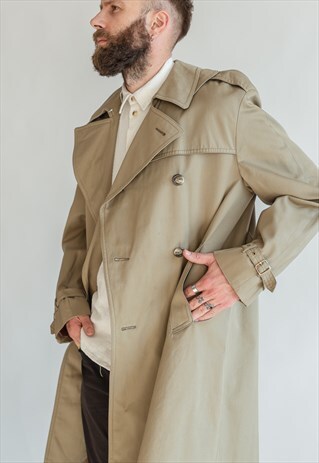 VINTAGE 80S TRENCH DOUBLE BREASTED COAT