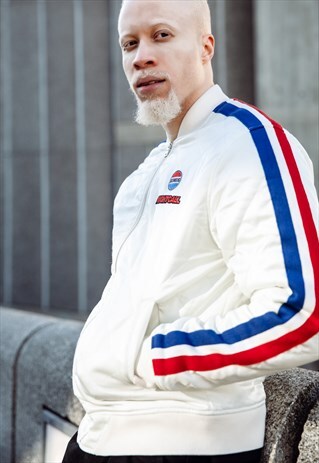 KONUS MEN'S QUILTED SATIN JACKET - OFF WHITE