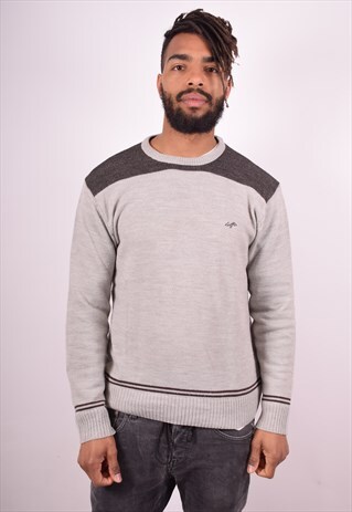 LOTTO MENS VINTAGE JUMPER SWEATER XL GREY 90S