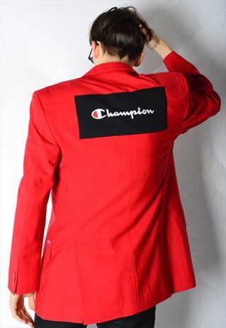 REWORKED VINTAGE 90S RED BLAZER X CHAMPION
