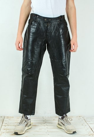 VINTAGE LOUIS MENS W38 L30 MOTO LEATHER PANTS TROUSERS BIKER