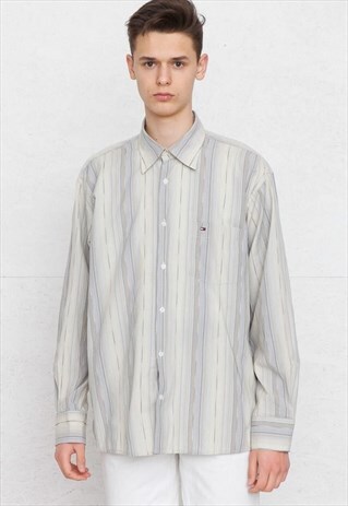 VINTAGE GREY BLUE TOMMY HILFIGER LONG SLEEVE SHIRT