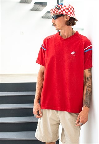 VINTAGE 90S OVERSIZE V-NECK EMBROIDERY NIKE SWOOSH T-SHIRT