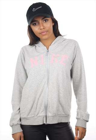 VINTAGE NIKE SPELL OUT LOGO ZIP UP HOODIE SWEATSHIRT