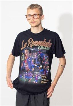 La Remontada Barcelona Football Unisex Tee T-Shirt in Black