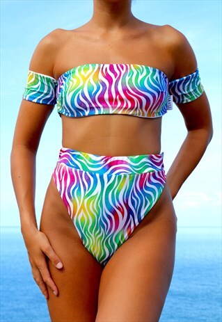 TIGER RAINBOW PRINT PEAKINI BOOB TUBE