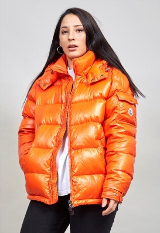 VINTAGE 90'S ORANGE HOODED OVERSIZED MONCLER PUFFER JACKET