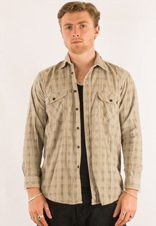 VINTAGE 90S BEIGE CHECKERED CORDUROY SHIRT