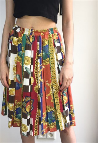 VINTAGE 90' BEAUTIFUL COOL MULTI PRINTED SUMMER SKIRT
