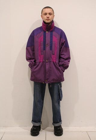 PURPLE PANELLED PARKA JACKET