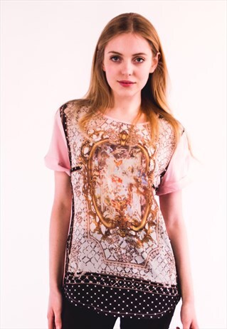 VINTAGE MIRROR CHIFFON PRINT COTTON T-SHIT