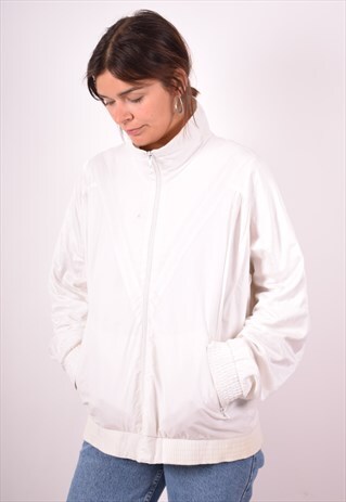 ADIDAS WOMENS VINTAGE TRACKSUIT TOP JACKET LARGE WHITE 90S