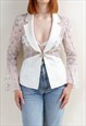 Vintage Y2k Sparkly Ebroidered Semi Sheer Party Jacket Women