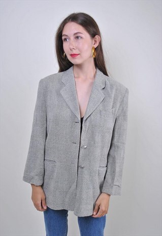 90S GREY FORMAL SUIT EVENING BLAZER, SIZE M
