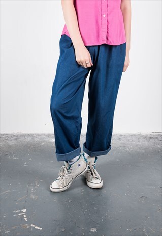VINTAGE 1990S BLUE HIGH-WAISTED TROUSERS