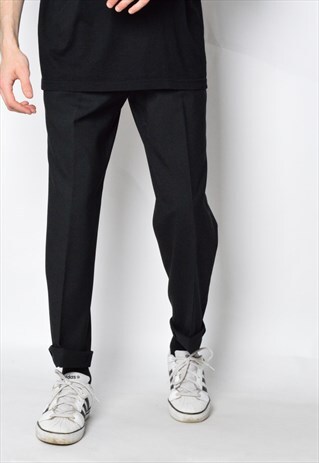 VINTAGE 90S BLACK MINIMALIST WOOL BLEND PANTS
