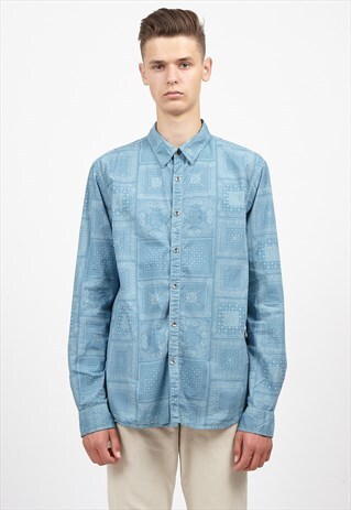 VINTAGE BLUE GUESS LONG SLEEVE SLIM FIT SHIRT