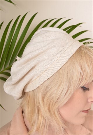 VINTAGE BERET BEANIE HAT CREAM