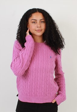 Women's Vintage Polo Ralph Lauren Pink Cable Knit Sweater
