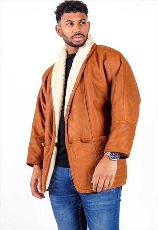 VINTAGE SHERPA LINED LEATHER JACKET J3234