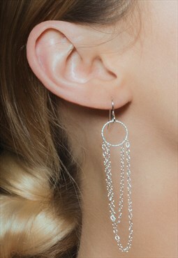 Circle Chain Earrings Sterling Silver