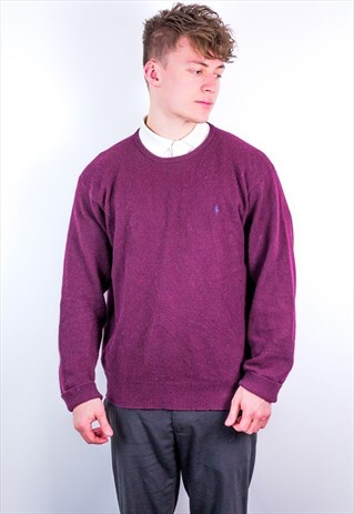 VINTAGE RALPH LAUREN WOOL JUMPER IN BURGUNDY