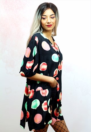 1990S VINTAGE SILKY PATTERNED OVERSIZED SHIRT JACKET