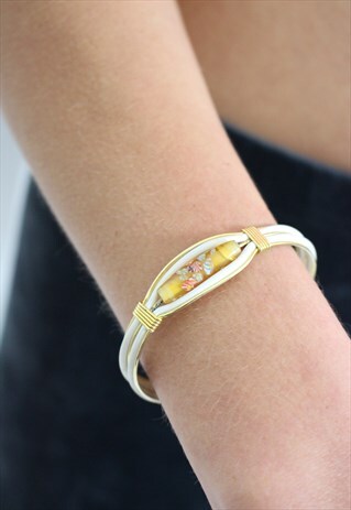 1960'S WHITE WOVEN BEADED BANGLE