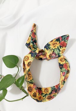 Sunflower Print Wire Headband, Wide headband