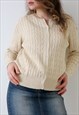 BEIGE VINTAGE 90S CARDIGAN BASIC KNIT BUTTON DOWN 