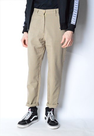 VINTAGE 90S UNISEX BEIGE CHECK PANTS