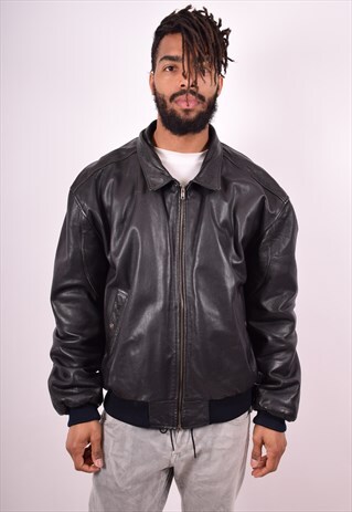 LEVI'S MENS VINTAGE LEATHER JACKET LARGE BLACK 90S