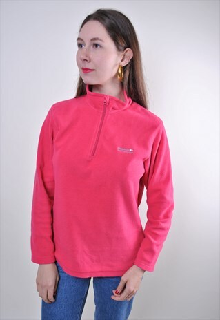 90S PINK FLEECE ZIPPED UP REGATA SWEATSHIRT, SIZE S