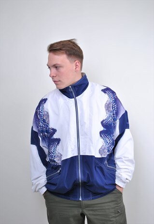 ABSTRACT PATTERN WHITE WINDBREAKER, FESTIVAL OVERSIZE JACKET