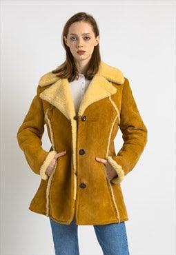 Sheepskin Leather Coat 80s Penny Lane Coat 6984