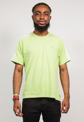 VINTAGE 90'S ADIDAS LIGHT GREEN THREE STRIPE T-SHIRT