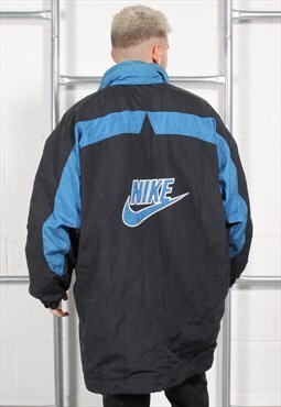 Vintage Nike Coat in Black Padded Sports Rain Jacket XL