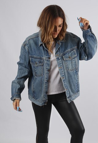 VINTAGE DENIM JACKET OVERSIZED FITTED UK 18 XXL (4DH)