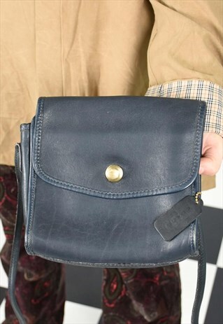VINTAGE COACH LEATHER NAVY BLUE CROSS BODY BAG