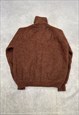 VINTAGE KNITTED CARDIGAN PATTERNED ZIP UP GRANDAD SWEATER